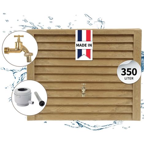 Garantia – Cuve décorative en bois clair 350 L – Réservoir monobloc anti-UV – Système d’attache de sécurité – Pour positionnement contre un mur (1/10)