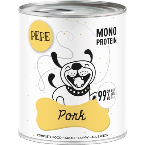 Cibo umido per cani PETE PORK, senza cereali, 800 g