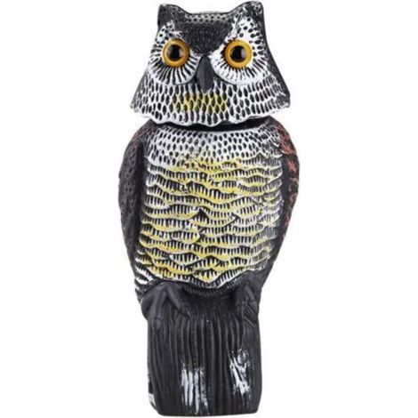 Réaliste effaroucheur d'oiseaux tête rotative son hibou rdeur leurre Protection répulsif antiparasitaire épouvantail jardin cour déplacer