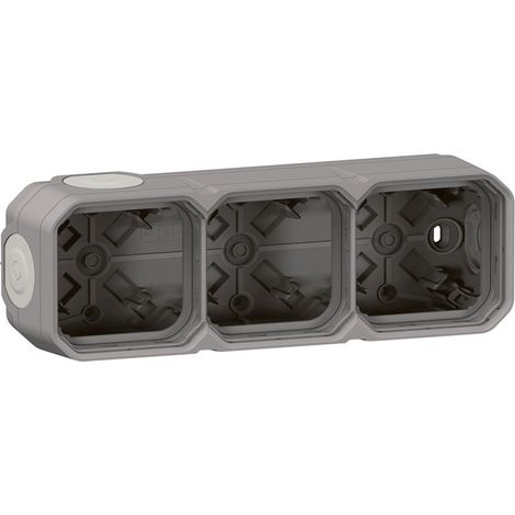 Boîtier saillie étanche Plexo 3 postes H/V gris - LEG069680L (1/5)