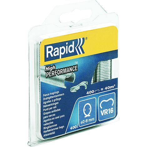 RAPID VR16 Fence Hog Rings Pack of 400, Galvanised Steel