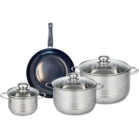 Ensemble de 1 Poêle de cuisson 24 cm et 3 faitouts 14, 20 et 24 cm Elo Prima Brillant (1/4)