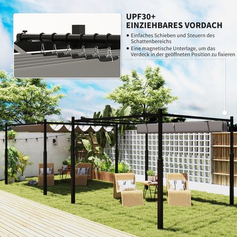 Pergola 3x3 m autoportante, abri terrasse avec toit coulissant, fixation magnétique, poteaux 8 cm, anti-UV. (1/4)