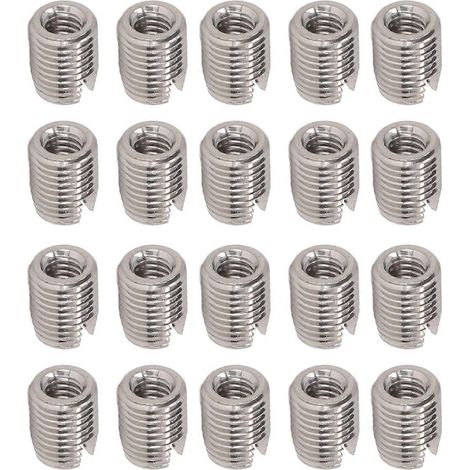 20 inserts filetés autotaraudeurs en acier inoxydable 302, à fente, filetage intérieur, filetage extérieur, insert de vis métallique (1/4)