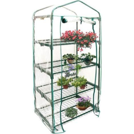 Serre de jardin sans étagère en aluminium avec porte enroulable et bâche PVC transparente – Idéale pour tomates et légumes, usage balcon/jardin (1/5)