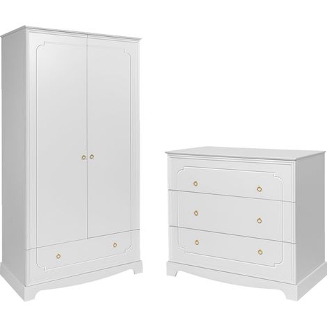 Kommode mit 3 Schubladen und 2-türigem Schrank Bellamy Royal - Weiß
