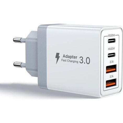 Aioneus Chargeur USB C, 40W 4 Port Prise USBC Chargeur Rapide iPhone, Multi Secteur PD+QC 3.1A Type C Adaptateur (1/4)
