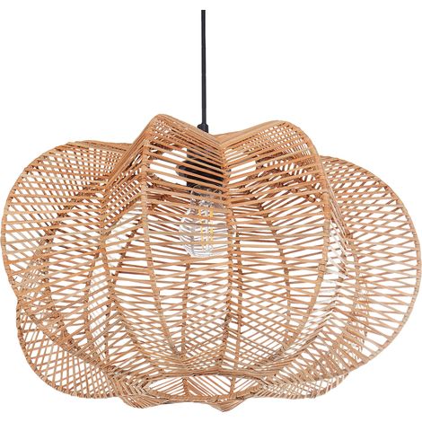 Lámpara colgante pantalla de ratán base de hierro estilo boho natural Kibi