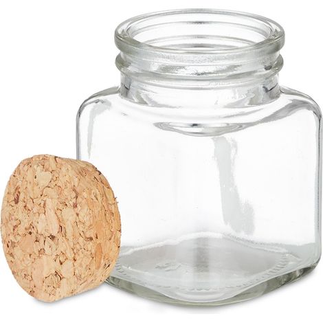 Set di 20 barattoli rettangolari per spezie porta spezie cucina imbuto in silicone etichette 10 x 10 x 10 cm in vetro trasparente 130013854