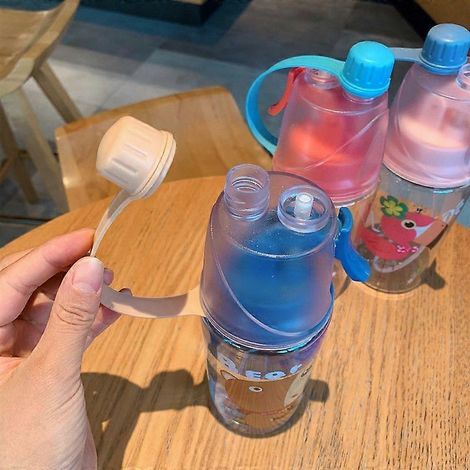 Neuer, kreativer und tragbarer Wasserbecher für Outdoor-Sportarten, erfrischender Becher für Kinder im Sommer, aus Kunststoff, Flamingo-Design, 400 ml, Farbbox (WZ1881)