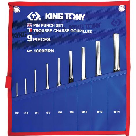 Ensemble de 9 poinçons à aiguilles pour tissus 2-14 mm – Acier allié chrome-vanadium – Mallette de rangement incluse – King Tony (1/2)