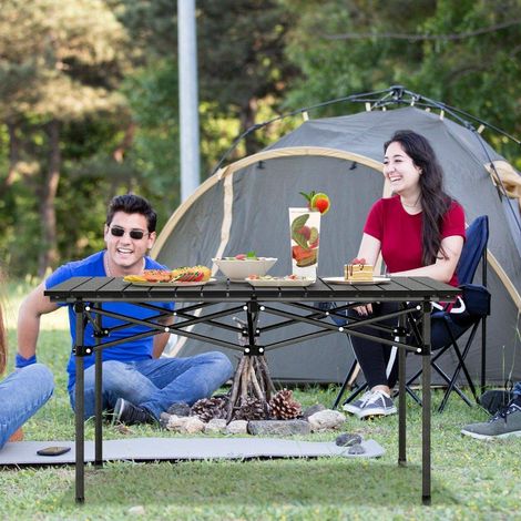 Aluminium campingtisch fur 4 6 personen klappbarer picknicktisch mit tragetasche schwarz