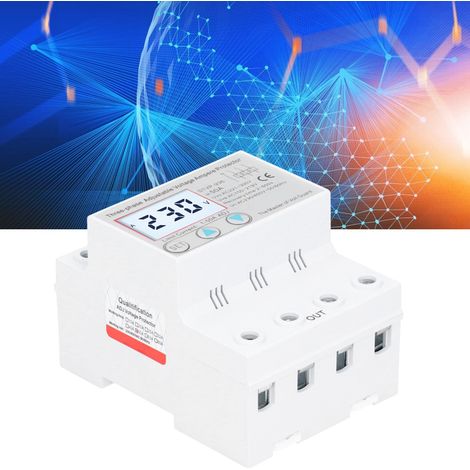 ZAICOLER LCD-Überspannungsschutz mit einstellbarer Spannung, multifunktional mit automatischer Rückstellung für Drehstromsysteme. Material: Kunststoff. Abmessungen: 7,1 x 9,4 cm (für Geräte bis 50 A).