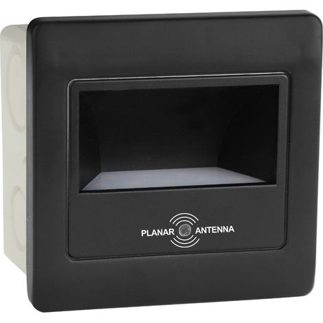 Spot LED mural carré noir avec détecteur micro-ondes 2W (Eq. 16W) 4200K Dim. 86x86mm (1/2)