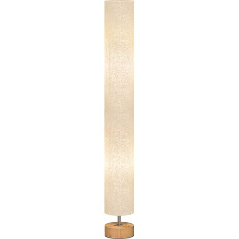 LED Floor Lamp for Living Room, 120cm Modern Standing Lamp with 3000K/4500K/6500K Colour Temperatures, Linen Shade and Wooden Base, Grey