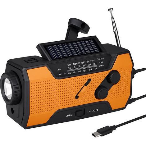 Radio di emergenza alimentata a batteria, inclusa power bank da 2000 mAh, radio portatile, radio a manovella, radio di emergenza a manovella ad energia solare (1/5)