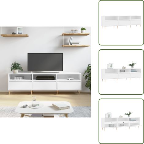 TV-Schrank Weiß 150x30x44,5 cm Holzwerkstoff - TV Schrank - Fernsehtisch - Regal - Aufbewahrung - Weiß (1/5)