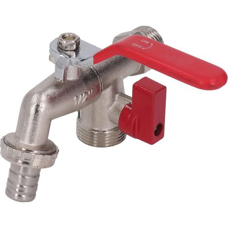 Robinet Jardin Double Sortie, G3/4-G1/2 Robinet double sortie jardin, entrée G3/4, sorties G1/2 et G3/4, boisseau sphérique (1/5)