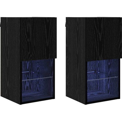 Lot de 2 meubles TV muraux modernes design minimaliste 30,5 x 30 x 60 cm en bois d'ingénierie chêne noir
