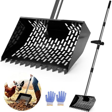 Pelle de Nettoyage Poulailler, 156 cm, Pelle Tamisante en Métal (1/5)