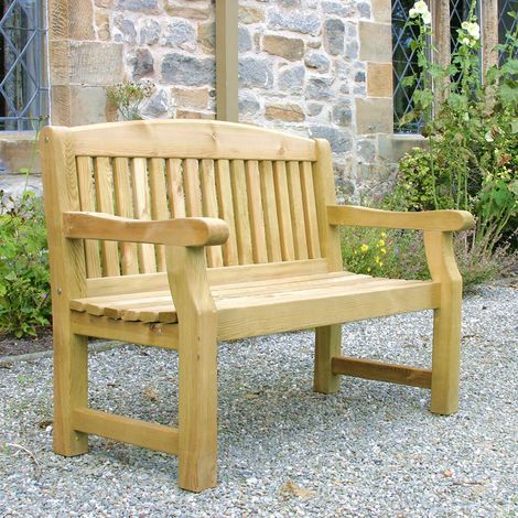Zest Emily Wooden 2 Seater Bench Garden Patio Park Pub Chair Seat 4ft & Cover (1/5)