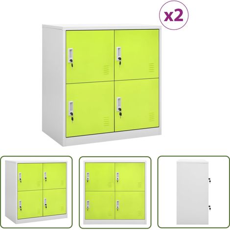 The Living Store Schließfachschränke 2 Stk. Hellgrau und Grün 90x45x92,5cm Stahl - Schliessfachschrank - Metallschrank - Garderobe - Aufbewahrungsbox - Schreibtischorganisation (1/5)