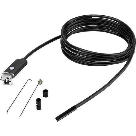 2-in-1 Wasserdichte Inspektionskamera, 2 m, 5,5 mm, 6 LEDs, IP67, für Android-Smartphones und PCs (Schwarz) (1/4)