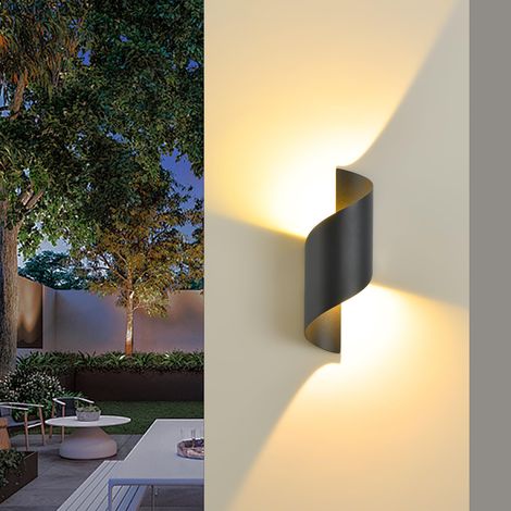 LED Applique Murale intérieur/Extérieur,12W 3000K blanc chaud Lampe Murale,Moderne Up Down Luminaire Murale, Spirale aluminium Éclairage Mural Etanche (1/5)
