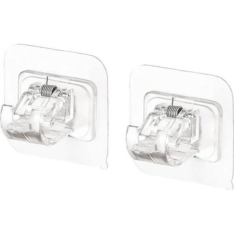 Support de Tringle à Rideau - Transparent - 2 Pièces - Installation Facile - Adhésif Fort - Durable (1/4)