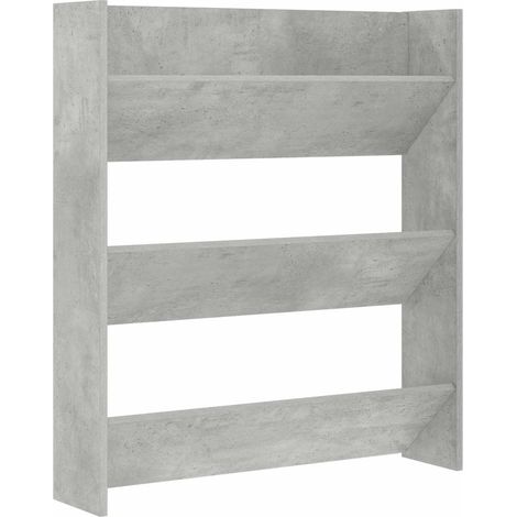 Armario zapatero de pared moderno 80 x 18 x 90 cm 3 estantes basculantes estilo sencillo de aglomerado gris hormigón 020047901 (1/5)