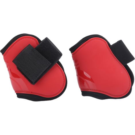 Bottes tendineuses pour cheval, protège-boulets d'équitation, coque en PU, botte de Protection, rouge, arrière M (1/5)
