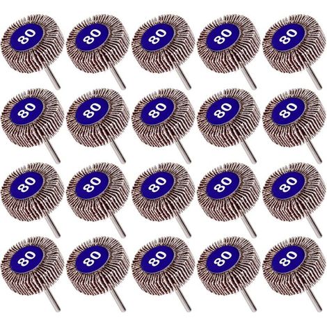 Roue À Lamelles - Grain 80 - Diamètre 32 mm - Épaisseur 11 mm - Mandrin 3 mm - Pour Outils Rotatifs - Lot de 20 (1/5)