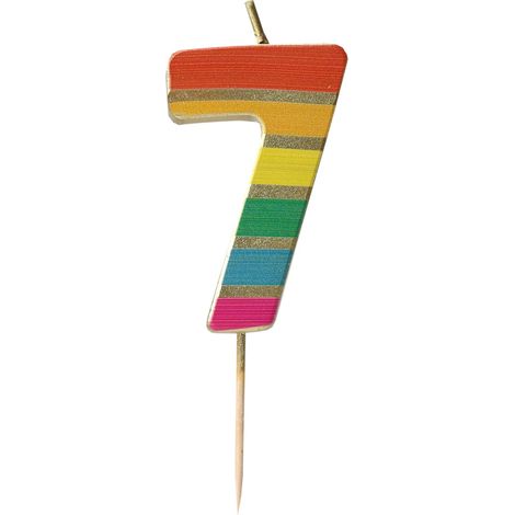 Bougie d'Anniversaire Chiffre 7 Arc-en-Ciel pour Gâteaux Décoration Bougies Numériques Anniversaire Âge Milestone Hauteur 5,5 cm Emballage Recyclé (1/5)