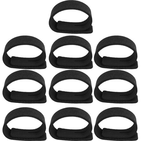 10 elastische Angelrutenbänder, Aufbewahrungsbänder für Angelzubehör, Halterungen für Casting- und Spinnruten, schwarz (1/5)