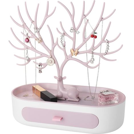 Boîte de rangement pour bijoux en forme de bois de cerf, en plastique, convenant aux boucles d'oreilles, colliers, bracelets, etc. (1/5)