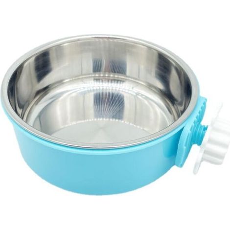 Gamelle et écuelle pour chien Caisse Chien Bol Amovible en Acier Inoxydable Gamelle à Suspendre pour Animal Domestique Cage Petit Bol d'eau Feeder Nourriture pour Chiens Chats Lapins(bleu) (1/5)