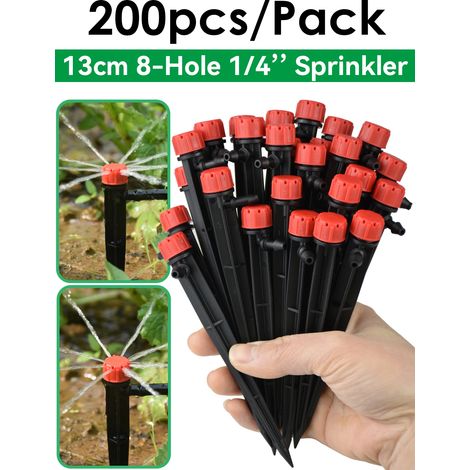 (200 pièces - Arroseur) Système d'arrosage automatique goutte à goutte pour tuyau d'arrosage, kit de micro-arrosage à faire soi-même avec arroseur réglable (1/4)