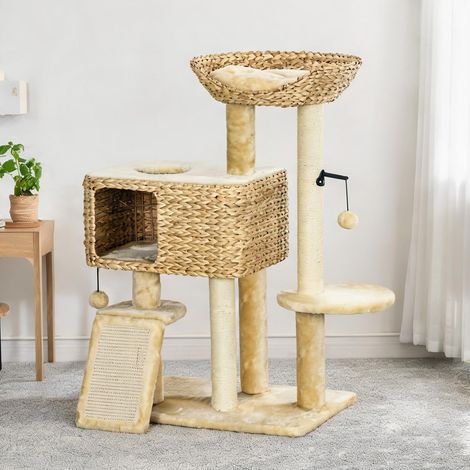 Arbre à chat beige en bois 60 x 40 x 98 cm (1/5)