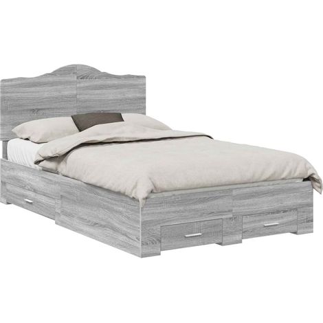 Maison Exclusive - Bettrahmen Graues Sonoma 135 x 190 cm Holzwerk