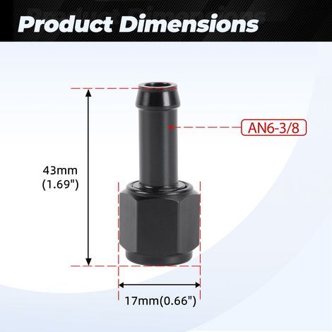 Adaptateur de conduite de carburant en aluminium avec raccord cannelé à filetage interne - AN6-3/8 (1/4)