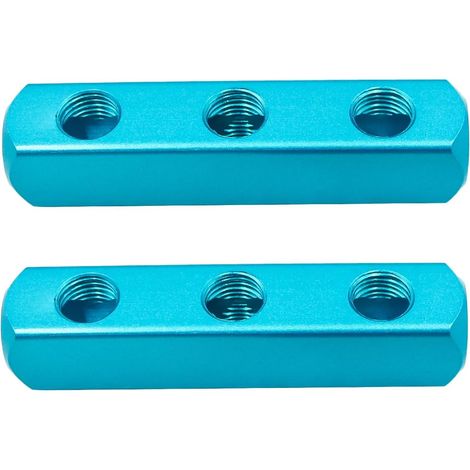 Lot de 2 blocs pneumatiques en aluminium de 6,35 mm à 3 voies, 6 trous, distributeur pneumatique pour compresseur d'air, équipement de stockage de gaz (1/5)
