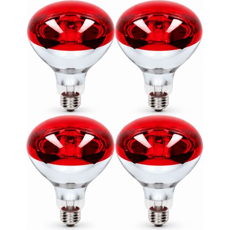Pack 4 Bombillas Infrarrojas 250W E27 Ø125 mm  Lámparas de Calor Rojo para Fisioterapia, Criaderos y Hostelería (1/5)
