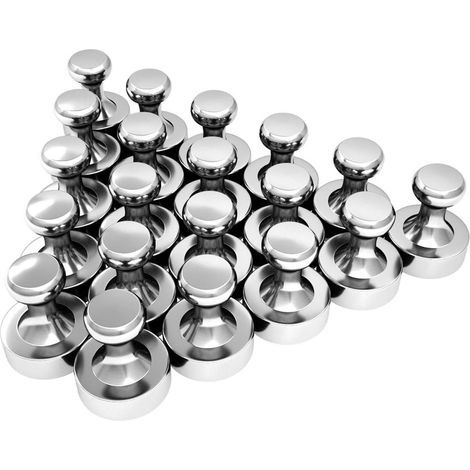 Neodymium Magnets 20 Pieces N52 Super Strong Push Pin Magnets for Whiteboard, Fridge Magnets, Magnetic Boards, Magnetic Plate - with Storage Box (1/5)