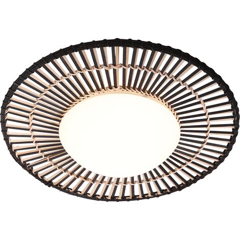 Plafón - negro - Aura - bambú vidrio madera - Ø 50cm - LED - (1/4)