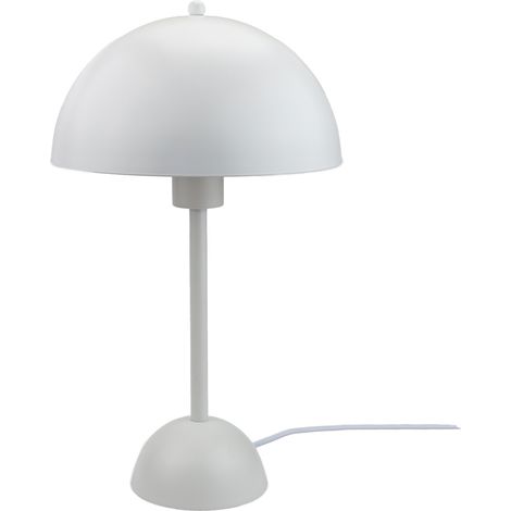 ALPINALUZ Moderna lámpara de mesa aluminio Blanco pequeña para dormitorio, bonita lámpara de lectura con pantalla de cúpula reflectante E27 (1/5)