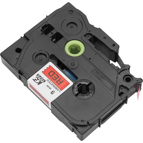 Compatible avec les rubans d'imprimante d'étiquettes Brother 9 mm TZe-421, TZE-621, TZE-721, PT-E100B/E300, ruban d'étiquettes papier d'impression Kze-721 (fond rouge, texte noir).