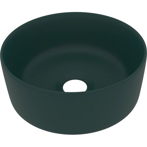 Luxuriöses rundes Waschbecken Matt Dunkelgrün 40x15 cm Keramik