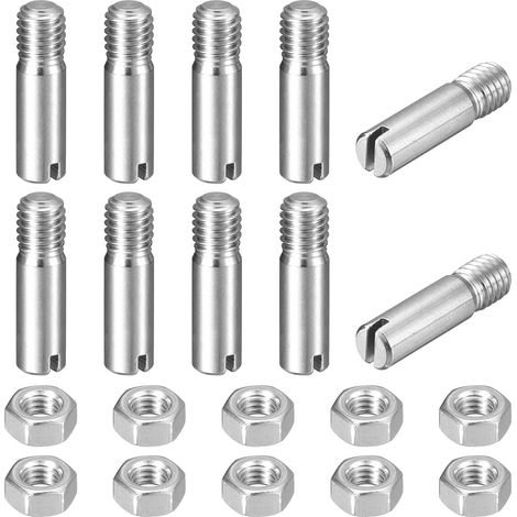 10pcs Goupilles Cylindriques avec Écrou, M6x22mm Goujon Cylindrique Fendu Fileté Externe 304 Acier Inoxydable Industriel Mécanique Chevilles Support d'Étagère Tige Fixation Meubles (1/5)
