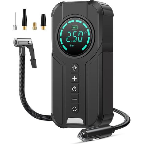 Reifenfüller, tragbarer Luftkompressor, elektrische Mini-Luftpumpe, 150 PSI Schnell-Ölfreier Reifenfüller, Kompressor mit Digitalanzeige und LED-Licht. (1/5)