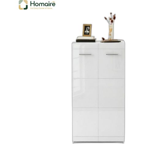 Weißer Schuhschrank mit weißen Regalen 55 x 36 x 108 cm HOMAIRE (1/5)